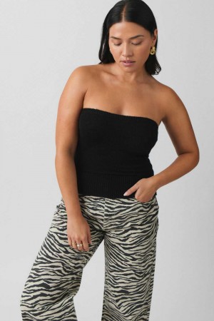 Women Gina Tricot Knitted Tube Top Black | 27ECHZQGT