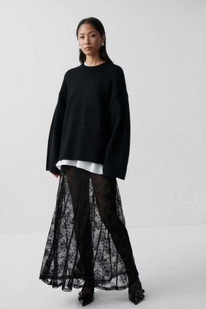 Women Gina Tricot Lace Skirts Black | 43SMFVPAL