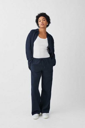 Women Gina Tricot Linen Blend Trousers Blue | 96JAPETFC