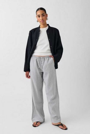 Women Gina Tricot Linen Blend Trousers Green | 67IWMDRVY