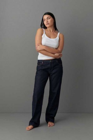 Women Gina Tricot Low Straight Jeans Blue | 64WBHPKMY