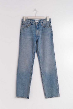 Women Gina Tricot Low Straight Petite Jeans Blue | 69WUNLPGZ