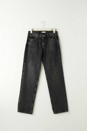 Women Gina Tricot Low Straight Tall Jeans Black | 71CWLRYZO