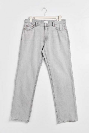 Women Gina Tricot Low Straight Tall Jeans Grey | 21GFOCPRW