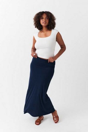 Women Gina Tricot Low Waist Maxi Skirts Blue | 91TBWHMRK