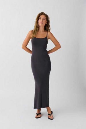 Women Gina Tricot Maxi Slip Dress Beige | 93CEMTYOB