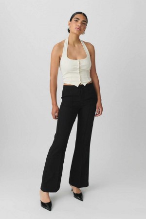 Women Gina Tricot Mid Waist Bootcut Trousers Black | 84NSCYJGH