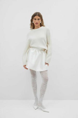 Women Gina Tricot Mini Balloon Skirts White | 27VLZDICY