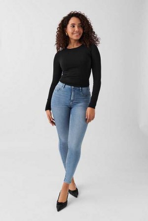 Women Gina Tricot Molly High Waist Jeans Blue | 60MXDQTAV