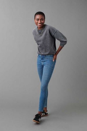 Women Gina Tricot Molly High Waist Jeans Blue | 81DEWUHAT
