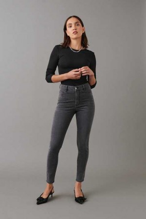 Women Gina Tricot Molly High Waist Jeans Grey | 49NAPYJEO