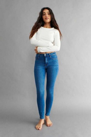 Women Gina Tricot Molly High Waist Jeans Blue | 95DSXGVET