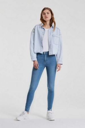 Women Gina Tricot Molly High Waist Jeans Blue | 93NYBMKVI