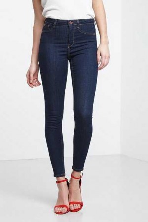 Women Gina Tricot Molly High Waist Jeans Blue | 67WOMEAGL