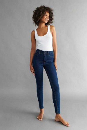 Women Gina Tricot Molly High Waist Jeans Blue | 64SWRHQJC