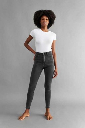 Women Gina Tricot Molly High Waist Jeans Grey | 81LDAZHMC
