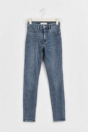 Women Gina Tricot Molly Petite High Waist Jeans Blue | 20QDVNLHU