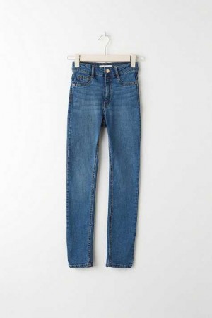 Women Gina Tricot Molly Petite High Waist Jeans Blue | 67KEUBMTV