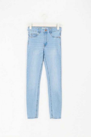 Women Gina Tricot Molly Petite High Waist Jeans Blue | 71VBIJHFK