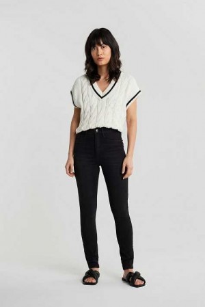 Women Gina Tricot Molly Petite High Waist Jeans Black | 69XSILOYK