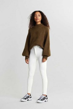 Women Gina Tricot Molly Petite High Waist Jeans White | 19SWMKJGN