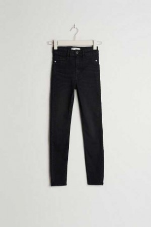 Women Gina Tricot Molly Petite High Waist Jeans Black | 80ZUHALRF