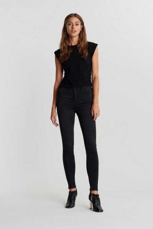 Women Gina Tricot Molly Tall High Waist Jeans Black | 60WIPHGFX