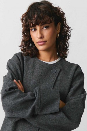 Women Gina Tricot One Button Jacket Grey | 96SQCAJPL