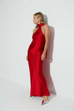 Women Gina Tricot Open Back Dress Red | 42TEPOUAY