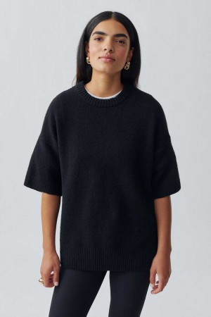 Women Gina Tricot Oversized Knitted Sweaters Black | 92VMGLFOS