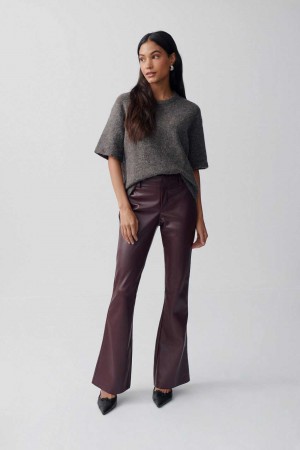 Women Gina Tricot Pu Bootcut Trousers Red | 59PUACSJQ