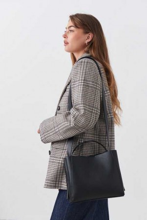 Women Gina Tricot Pu Midi Bag Black | 75DFWQCKL