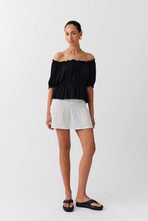 Women Gina Tricot Puff Sleeve Blouse Black | 40QMKXAUY