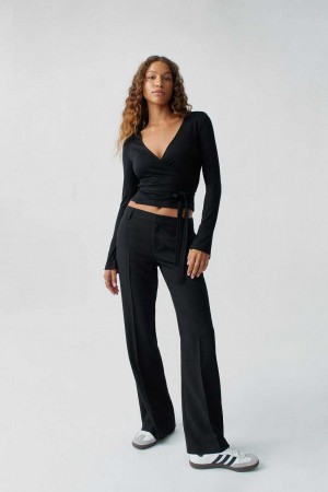 Women Gina Tricot Relaxed Bootcut Trousers Black | 87GXCHUML