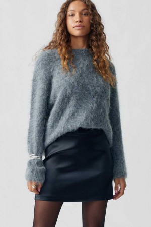 Women Gina Tricot Satin Mini Skirts Black | 67NPFQUXB