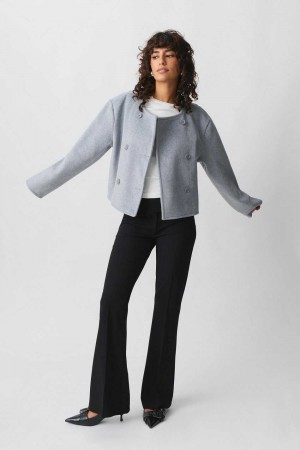 Women Gina Tricot Short Jacket Grey | 46HEXYLJA