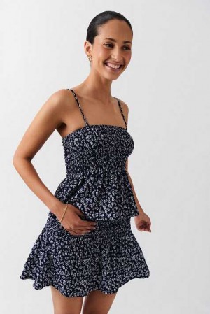 Women Gina Tricot Short Smock Skirts Blue | 38LBWFHMY