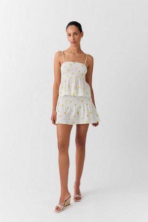 Women Gina Tricot Short Smock Skirts White | 46PFCIOAS