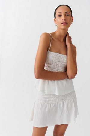 Women Gina Tricot Short Smock Skirts White | 58LHEGFMB