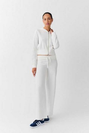 Women Gina Tricot Slim Low Waist Sweatpants White | 84WJKSGIA