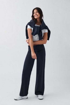 Women Gina Tricot Slim Low Waist Sweatpants Blue | 17PJFQRXE