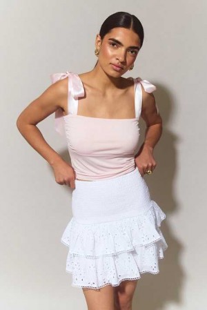 Women Gina Tricot Smock Mini Skirts White | 34BIGRDLQ