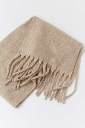 Women Gina Tricot Soft Chunky Scarf Beige | 43WUQEXTC