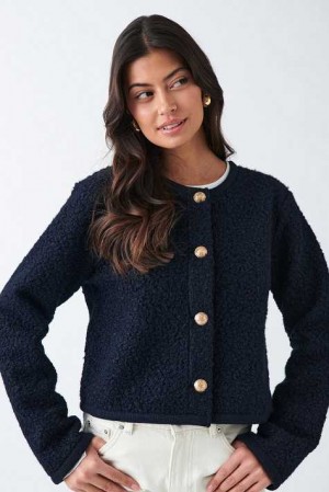 Women Gina Tricot Soft Jacket Blue | 05DRVHOZK