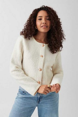 Women Gina Tricot Soft Jacket White | 83SLGATON