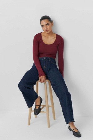 Women Gina Tricot Soft Touch Jersey Tops Red | 35DBAMQOF