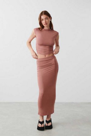 Women Gina Tricot Soft Touch Ruched Skirts Pink | 63BVKZCYQ
