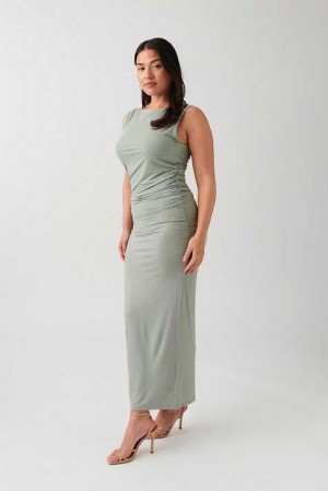 Women Gina Tricot Soft Touch Ruched Skirts Beige | 06JIXCSWY