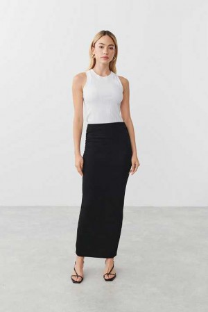 Women Gina Tricot Soft Touch Ruched Skirts Black | 51OHFCDKR