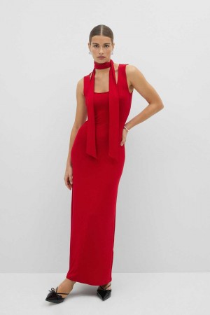 Women Gina Tricot Soft Touch Scarf Dress Red | 42UDBSRXQ